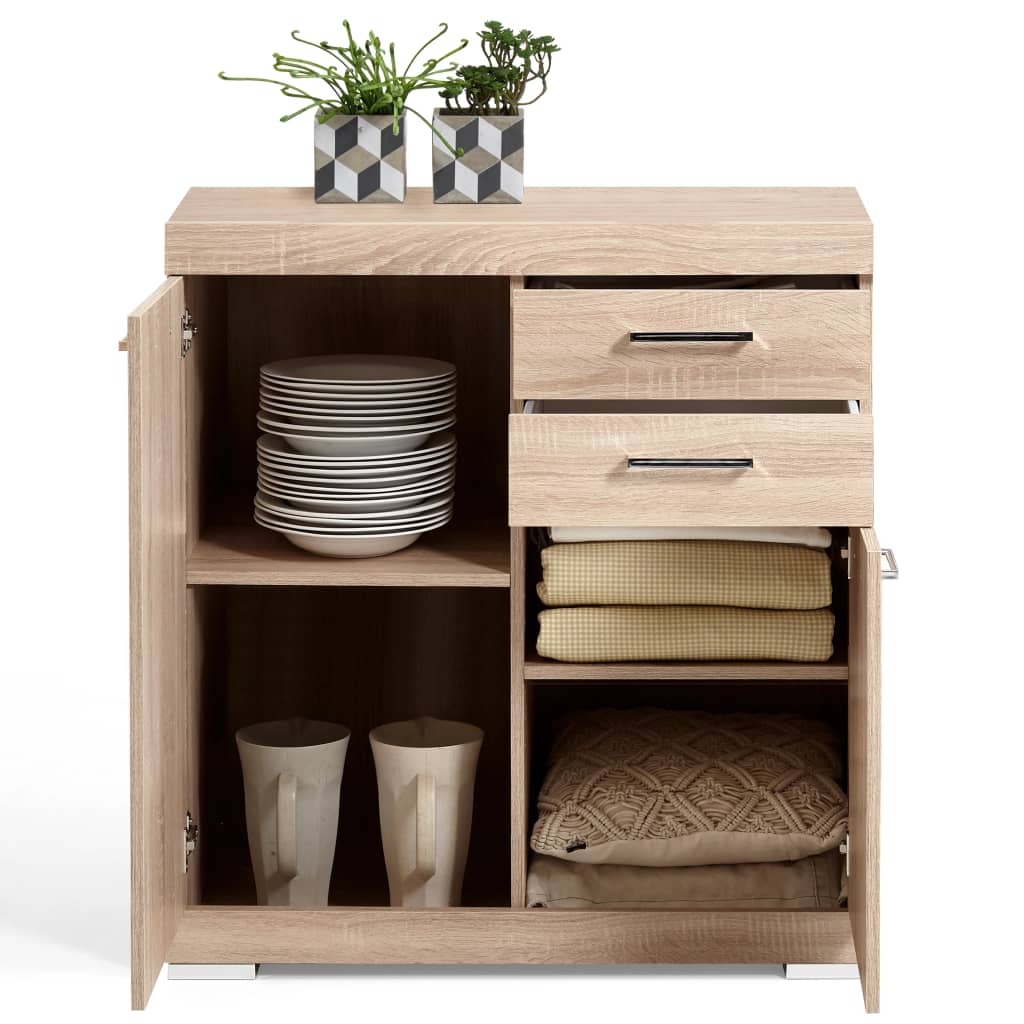 FMD Dresser with 2 Doors and 2 Drawers 80x34.9x89.9 cm Oak - Cupboards & Wardrobes