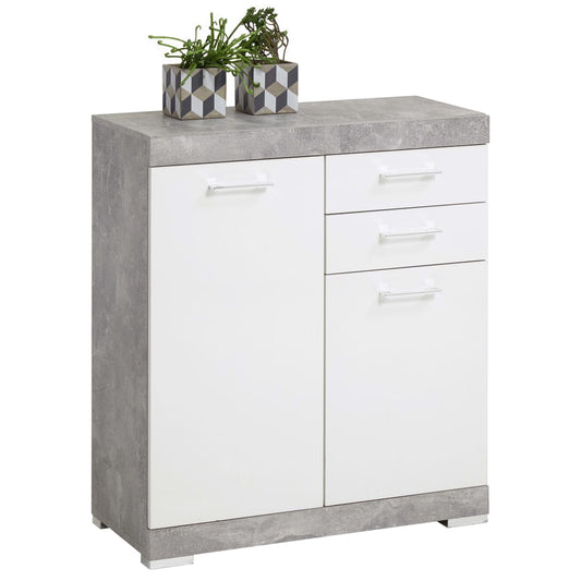 FMD Dresser with 2 Doors & 2 Drawers 80x34.9x89.9 cm Concrete and White - Cupboards & Wardrobes