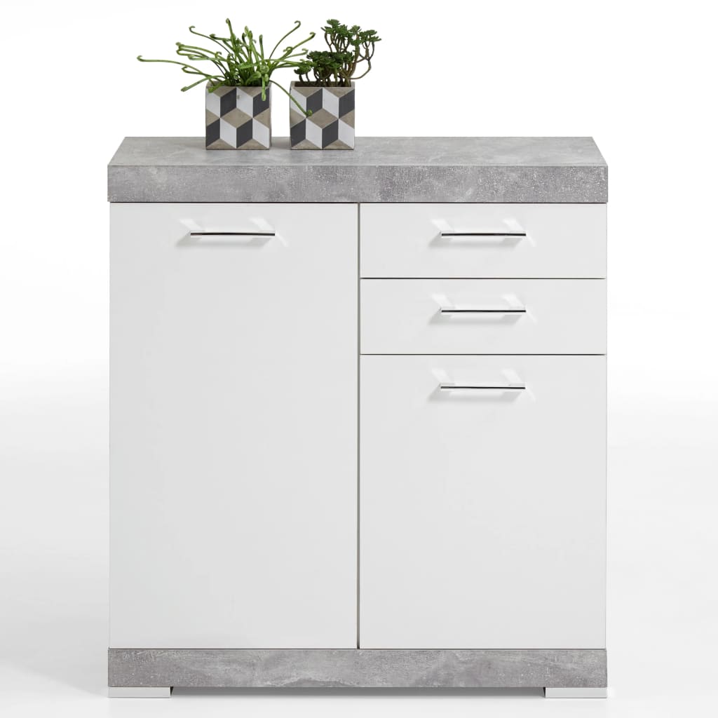 FMD Dresser with 2 Doors & 2 Drawers 80x34.9x89.9 cm Concrete and White - Cupboards & Wardrobes