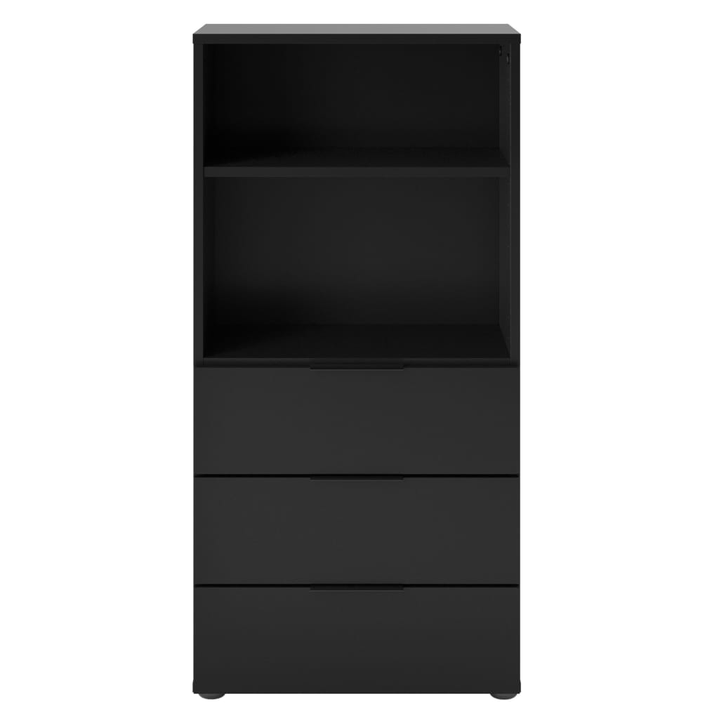 FMD Dresser with 3 Drawers and Open Shelving Black - Cupboards & Wardrobes