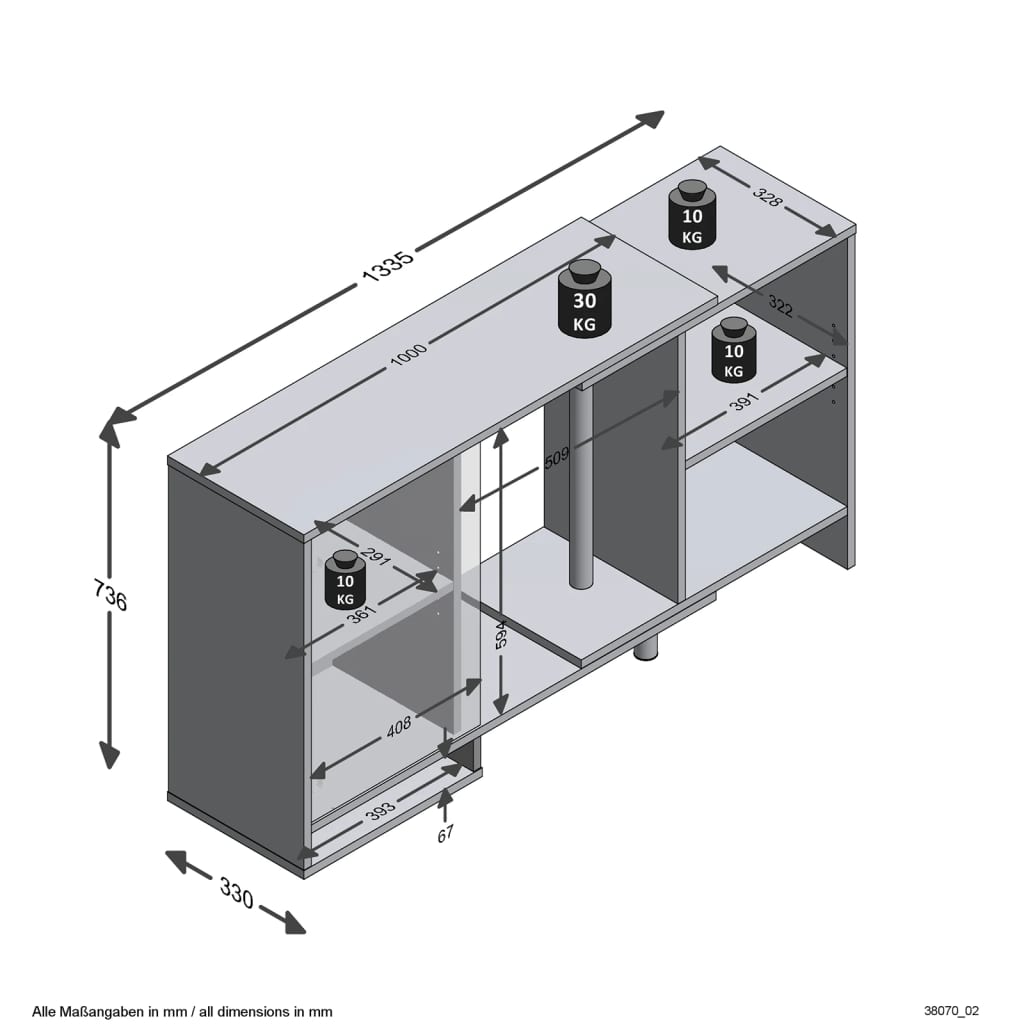 FMD Modular Corner Storage Unit with Open Shelf White - Buffets & Sideboards