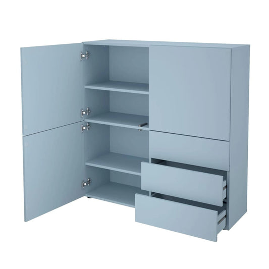 FMD Cabinet with 3 Drawers and 3 Doors 99x31.5x101.2 cm Blue - Chest of drawers