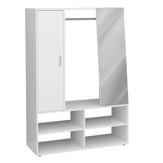 FMD Wardrobe with 4 Compartments and Mirror 105x39.7x151.3 cm White - Cupboards & Wardrobes