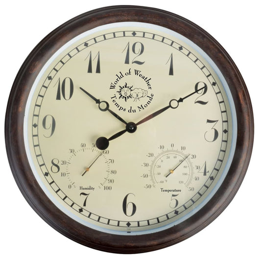 Esschert Design Station Clock with Thermo-Hygrometer 30.5 cm TF008 - Clocks