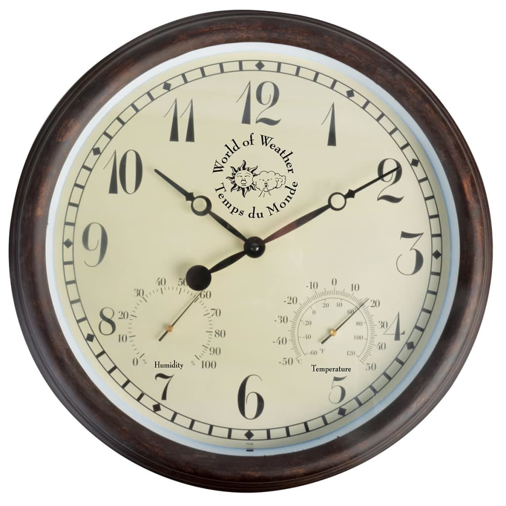 Esschert Design Station Clock with Thermo-Hygrometer 30.5 cm TF008 - Clocks