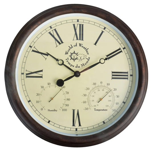 Esschert Design Station Clock with Thermo-Hygrometer 30.5 cm TF009 - Clocks