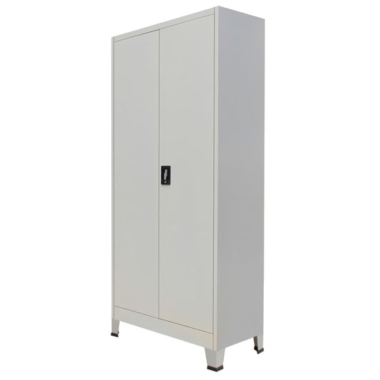 Office Cabinet with 2 Doors Steel 90x40x180cm Grey - Filing Cabinets