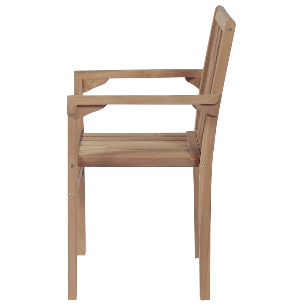 Stackable Garden Chairs 2 pcs Solid Teak Wood - Outdoor Chairs