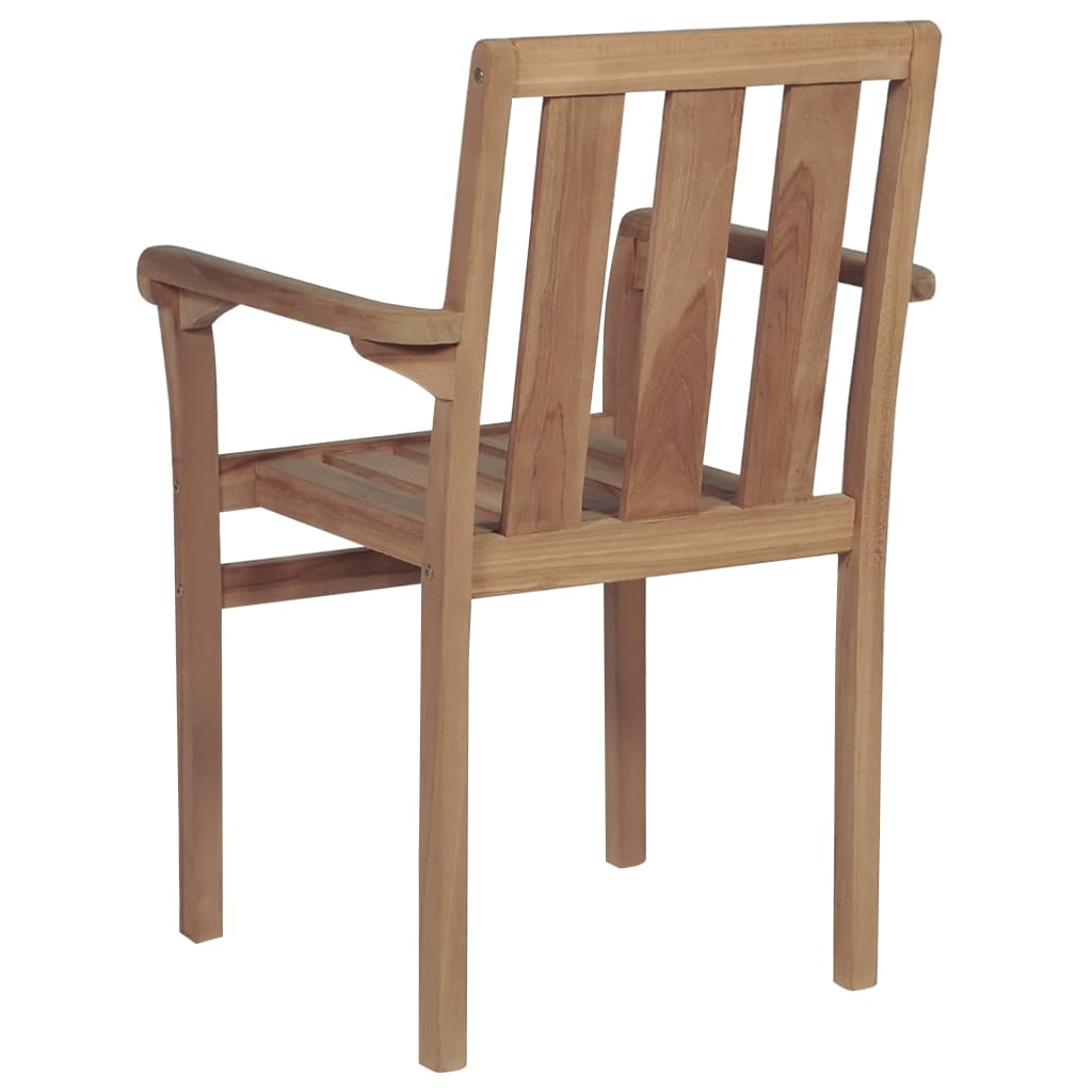Stackable Garden Chairs 2 pcs Solid Teak Wood - Outdoor Chairs
