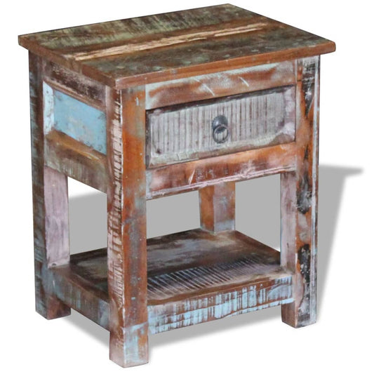 Side Table with 1 Drawer Solid Reclaimed Wood 43x33x51 cm - End Tables