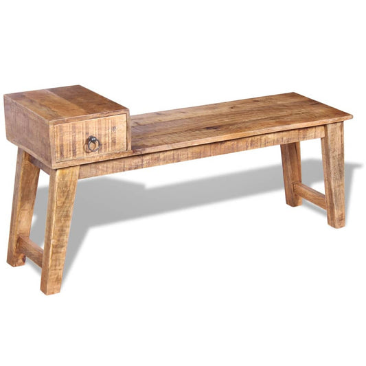 Bench with Drawer Solid Mango Wood 120x36x60 cm - Storage & Entryway Benches