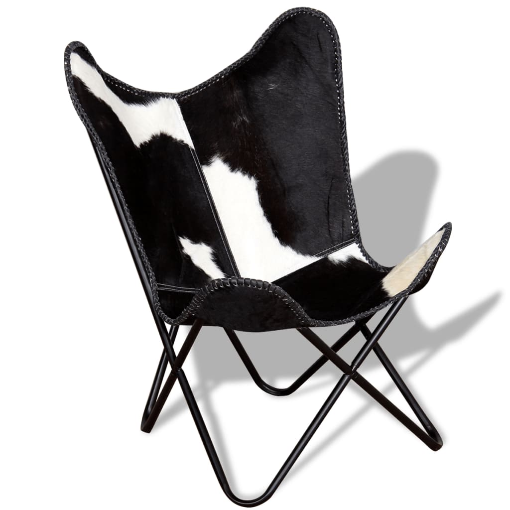 Butterfly Chair Black and White Real Cowhide Leather - Arm Chairs, Recliners & Sleeper Chairs