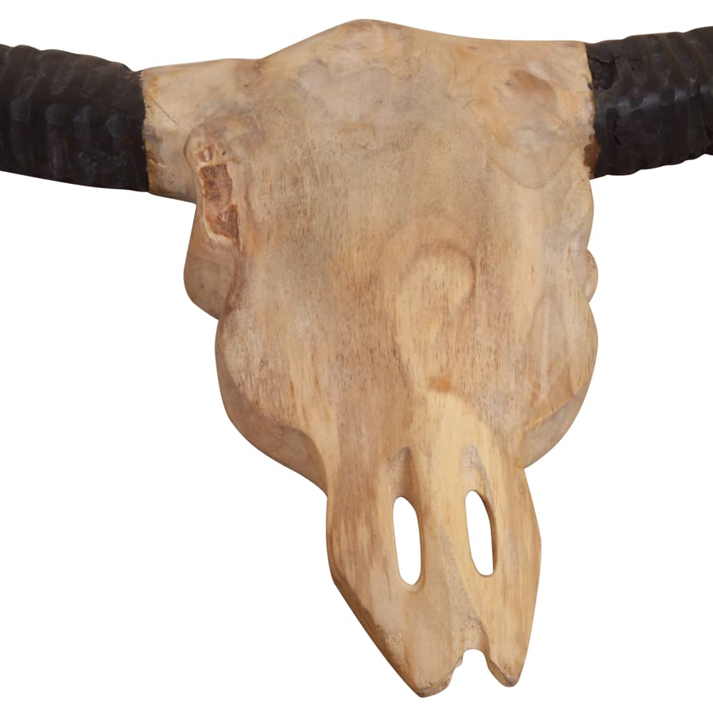 Wall-Mounted Bull Skull Sculpture Teak 69x6x60 cm - Figurines, Sculptures & Statues