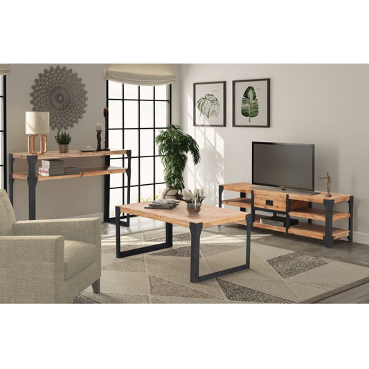 Three Piece Living Room Furniture Set Solid Acacia Wood - Living Room Furniture Sets