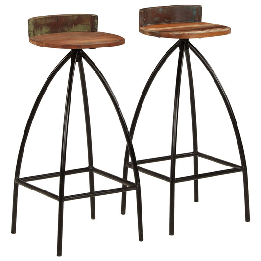 Bar Chairs 2 pcs Solid Reclaimed Wood - Table & Bar Stools
