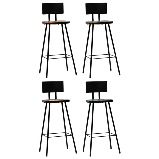 Bar Chairs 4 pcs Solid Reclaimed Wood - Table & Bar Stools