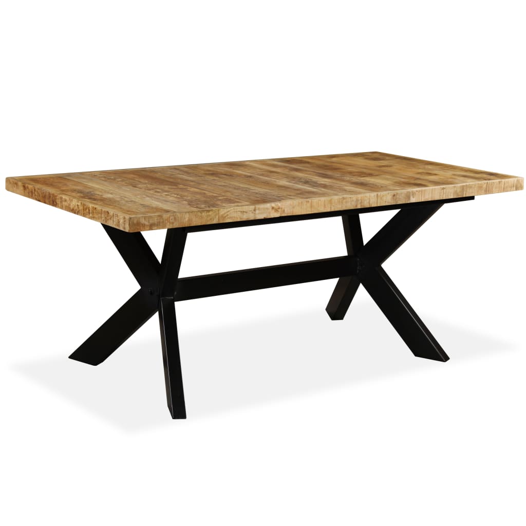 Dining Table Solid Mango Wood and Steel Cross 180 cm - Kitchen & Dining Room Tables