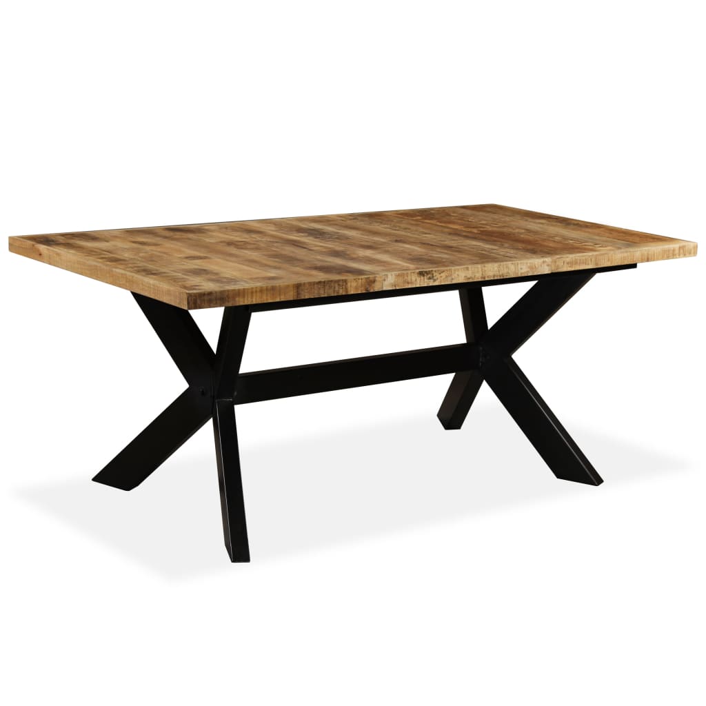 Dining Table Solid Mango Wood and Steel Cross 180 cm - Kitchen & Dining Room Tables