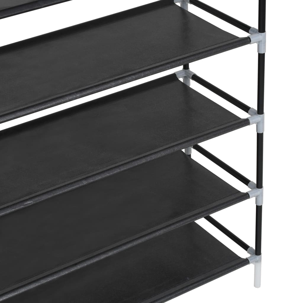 Shoe Rack with 10 Shelves Metal and Non-woven Fabric Black - Shoe Racks & Organisers