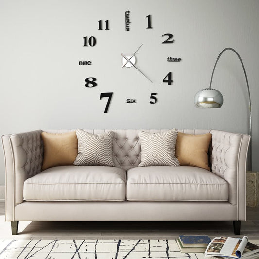 3D Wall Clock Modern Design 100 cm XXL Black - Wall Clocks