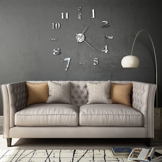 3D Wall Clock Modern Design 100 cm XXL Silver - Wall Clocks