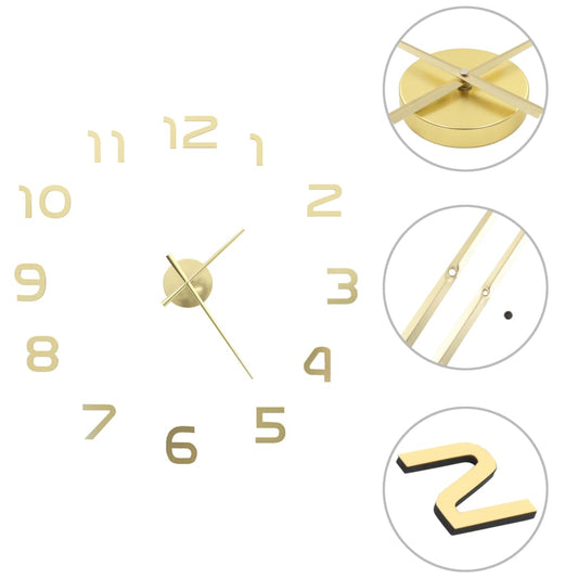 3D Wall Clock Modern Design 100 cm XXL Gold - Wall Clocks