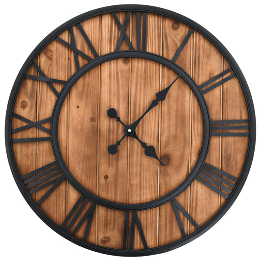 Vintage Wall Clock with Quartz Movement Wood and Metal 60cm XXL - Wall Clocks
