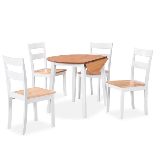 Dining Set 5 Pieces MDF and Rubberwood White - Kitchen & Dining Furniture Sets