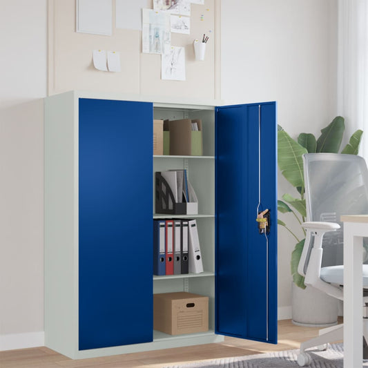 Office Cabinet Metal 90x40x140 cm Grey and Blue - Filing Cabinets