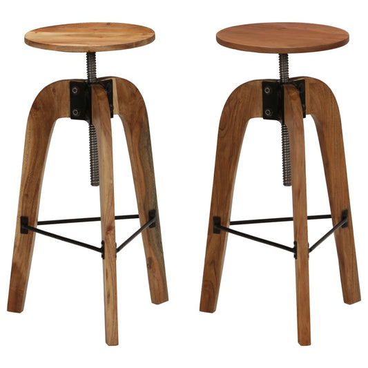 Bar Chairs 2 pcs Solid Acacia Wood - Table & Bar Stools