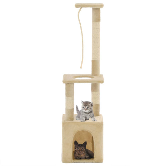 Cat Tree with Sisal Scratching Posts 109 cm Beige - Cat Furniture