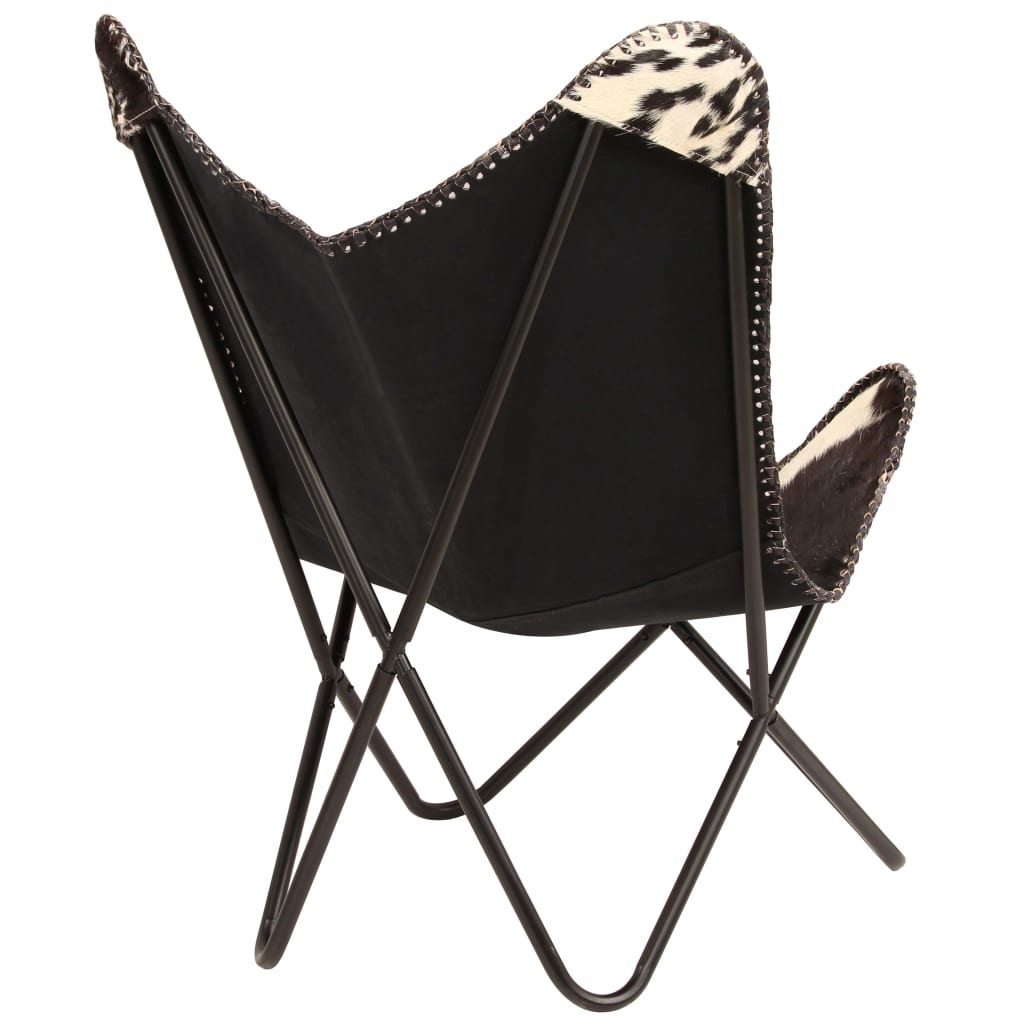 Butterfly Chair Black and White Genuine Goat Leather - Arm Chairs, Recliners & Sleeper Chairs