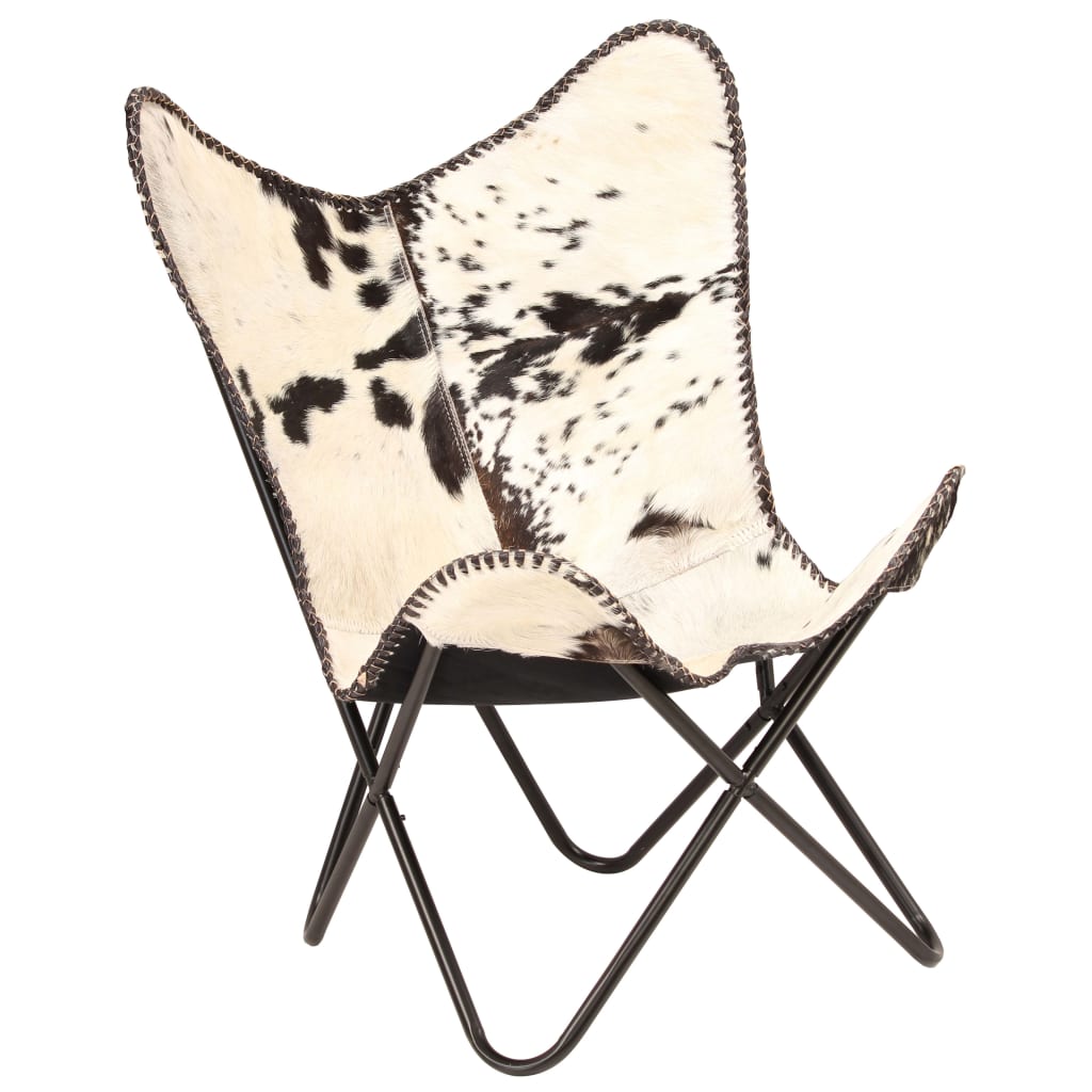 Butterfly Chair Black and White Genuine Goat Leather - Arm Chairs, Recliners & Sleeper Chairs