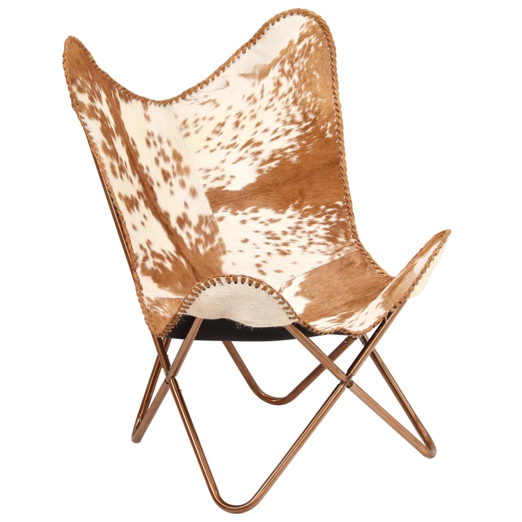 Butterfly Chair Brown and White Genuine Goat Leather - Arm Chairs, Recliners & Sleeper Chairs
