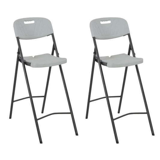 Folding Bar Chairs 2 pcs HDPE and Steel White - Outdoor Chairs