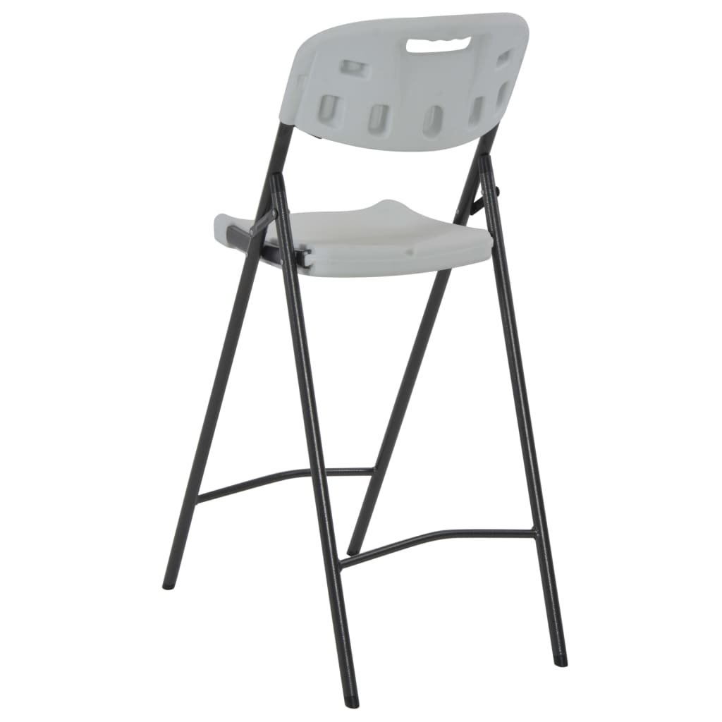 Folding Bar Chairs 2 pcs HDPE and Steel White - Outdoor Chairs