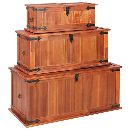 Storage Chests 3 pcs Solid Acacia Wood - Storage Chests