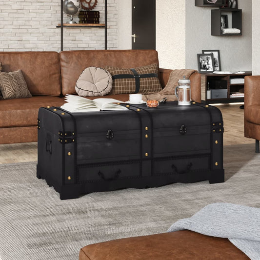Wooden Treasure Chest Large Black - Storage Chests