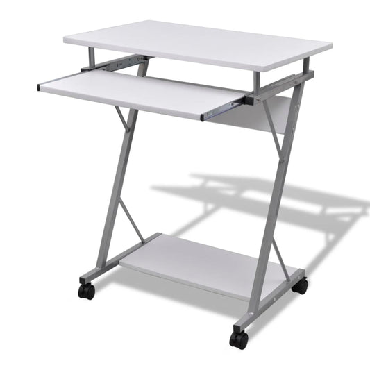 Compact Computer Desk with Pull-out Keyboard Tray White - Desks