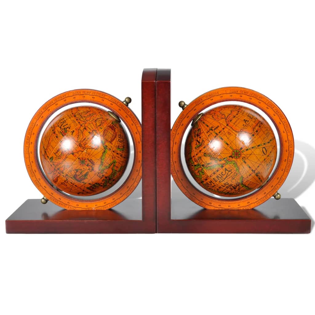 Bookstand World Map Globe Bookend Classic A Pair - Bookends