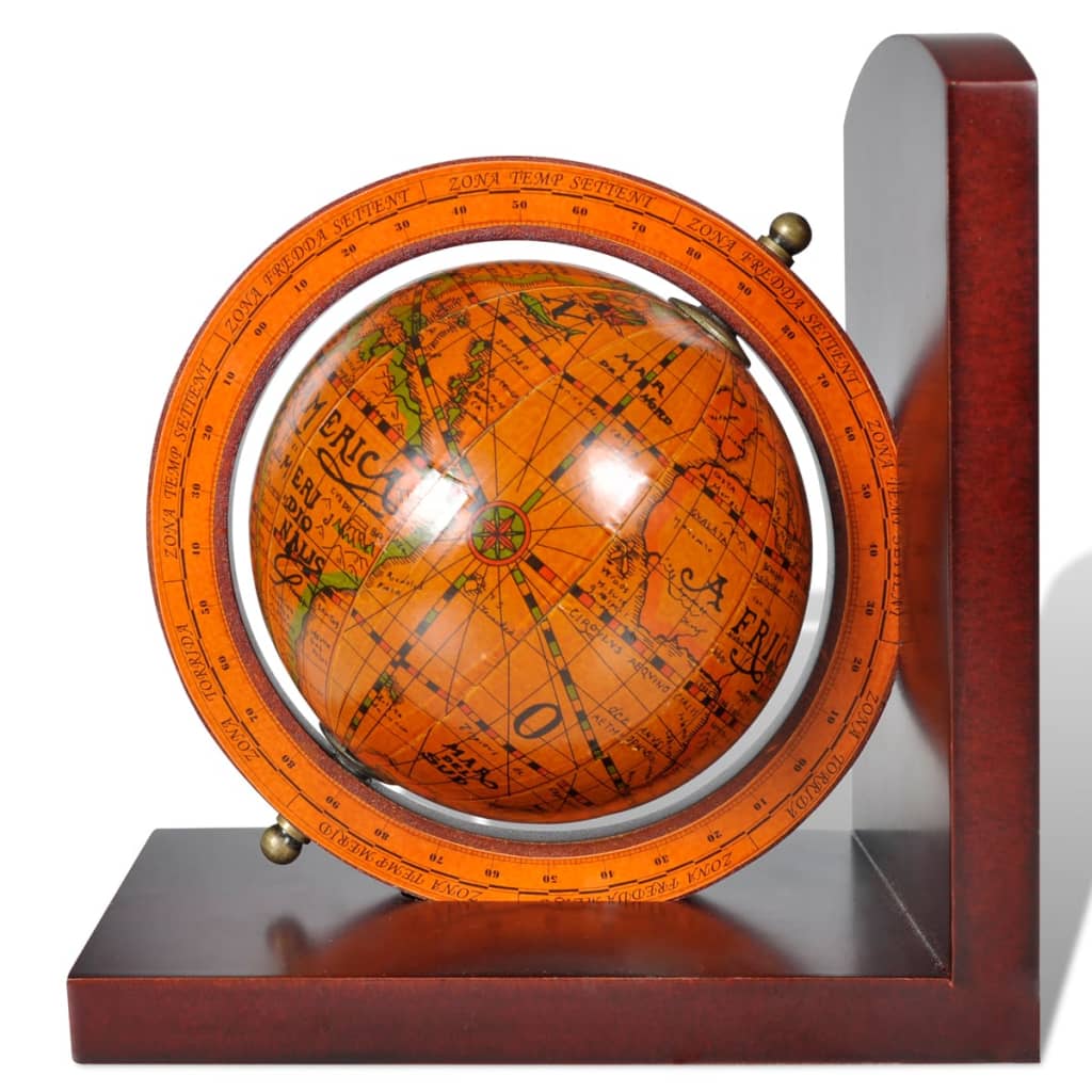 Bookstand World Map Globe Bookend Classic A Pair - Bookends