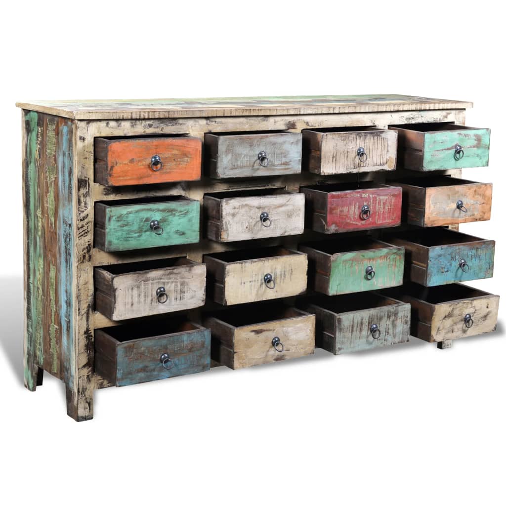 Reclaimed Cabinet Solid Wood Multicolour with 16 Drawers - Chest of drawers