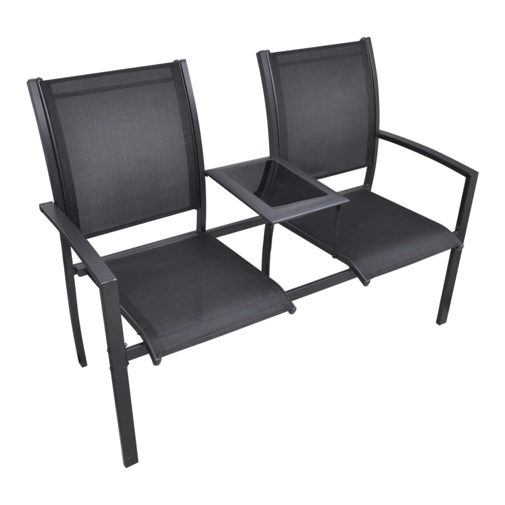 2 Seater Garden Bench 131 cm Steel and Textilene Black - Outdoor Benches