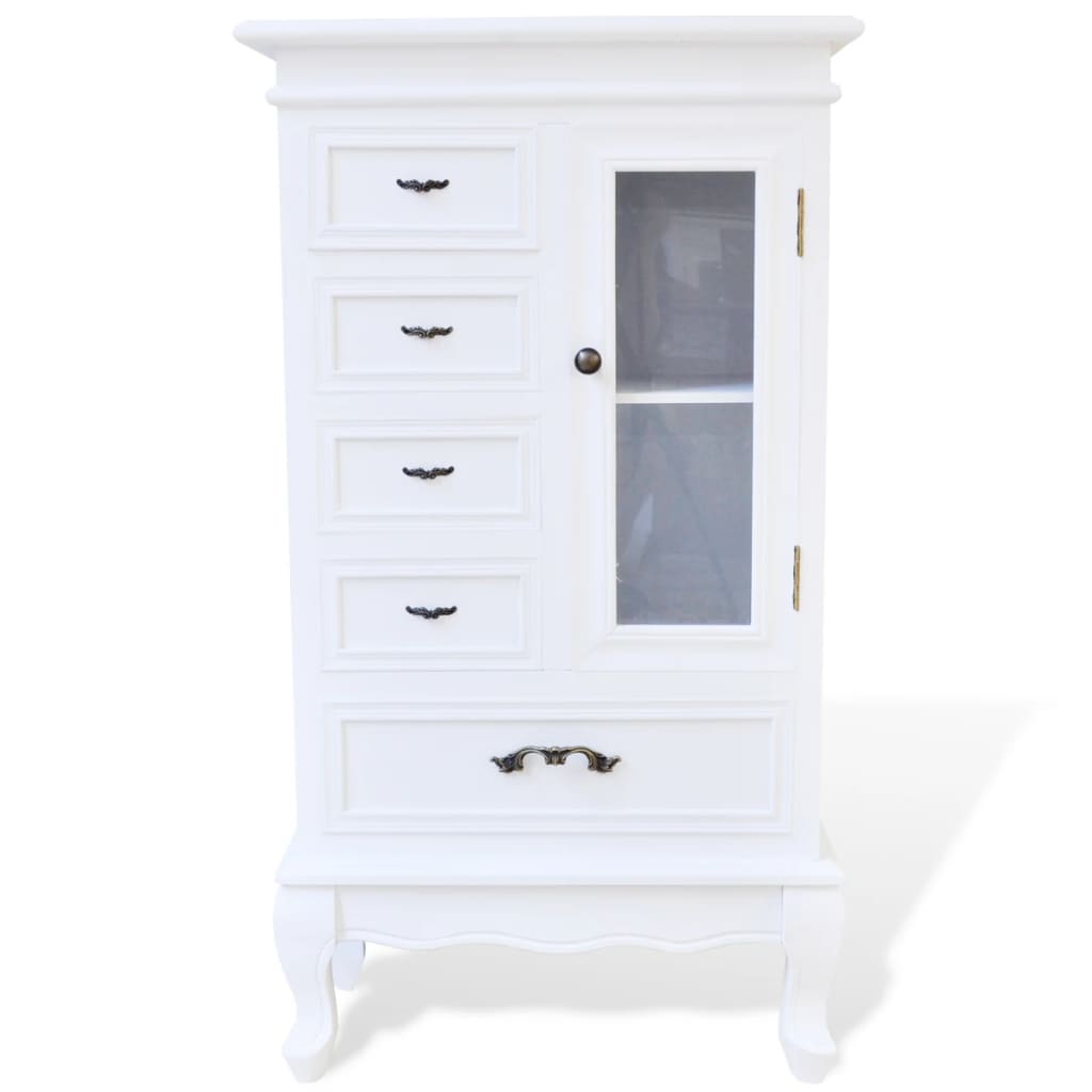 Cabinet with 5 Drawers 2 Shelves White - Chest of drawers