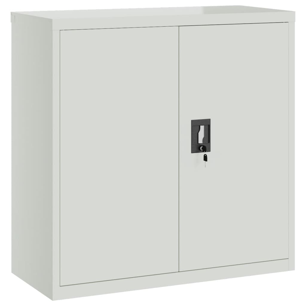 Office Cabinet with 2 Doors Grey 90 cm Steel - Filing Cabinets