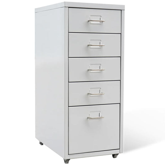 File Cabinet with 5 Drawers Grey 68.5 cm Steel - Filing Cabinets