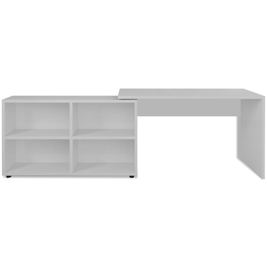 Corner Desk 4 Shelves White - Desks