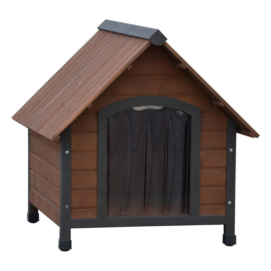 @Pet Dog House with Plastic Flaps Rustique Brown 102x82x87 cm - Dog Houses