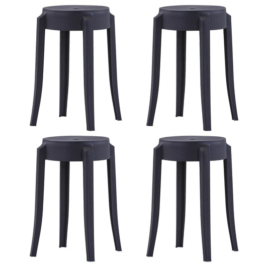 Stackable Stools 4 pcs Black Plastic - Table & Bar Stools