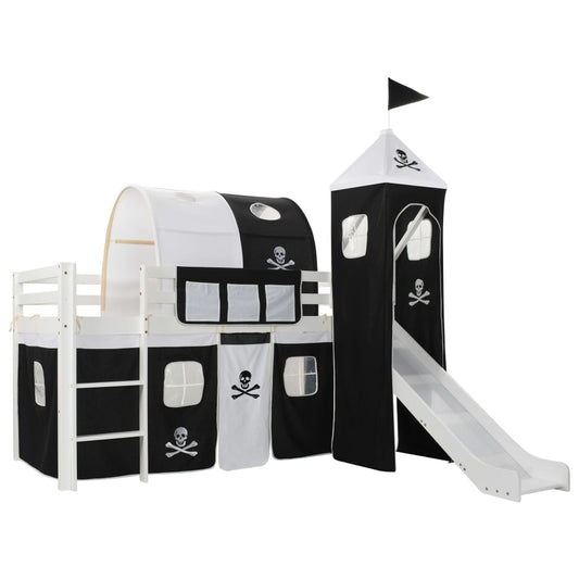 Children's Loft Bed Frame with Slide & Ladder Pinewood 97x208 cm - Cots & Toddler Beds